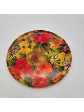 Vintage Mid Century Floral Fiberglass Plate